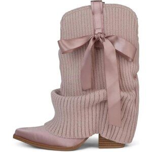 Knitted Cowboy Boots for Women Fold Over Short Cowgirl Boot Slouch